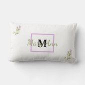 Monogram waterverf van Paarse zoete peulen en naam Kussen (Achterkant)