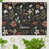 Monogram Waterverf Vintage Wilde Bloem Bloem Thee Theedoek (Gevouwen)