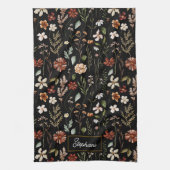 Monogram Waterverf Vintage Wilde Bloem Bloem Thee Theedoek (Verticaal)