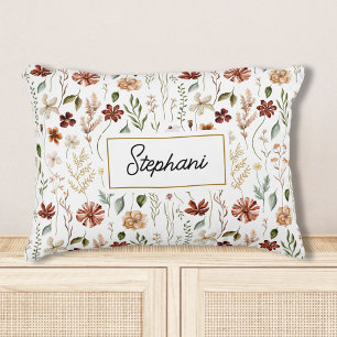 Monogram Waterverf Vintage Wilde Bloem Bloemstuk Accent Kussen