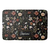 Monogram Waterverf Vintage Wilde Bloem Floral Badmat (Voorkant)