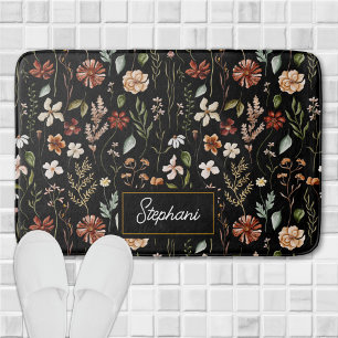 Monogram Waterverf Vintage Wilde Bloem Floral Badmat