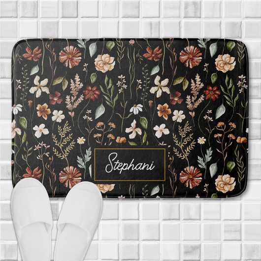 Monogram Waterverf Vintage Wilde Bloem Floral Badmat