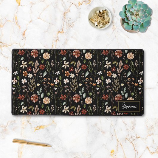 Monogram Waterverf Vintage Wilde Bloem Floral Bureaumat