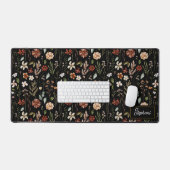 Monogram Waterverf Vintage Wilde Bloem Floral Bureaumat (Keyboard & Muis)