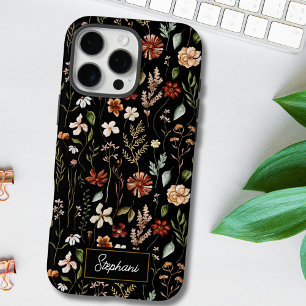 Monogram Waterverf Vintage Wilde Bloem Floral iPhone 16 Pro Max Hoesje