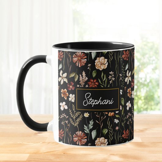 Monogram Waterverf Vintage Wilde Bloem Floral Mok