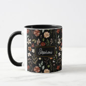 Monogram Waterverf Vintage Wilde Bloem Floral Mok (Links)