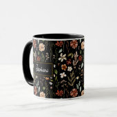 Monogram Waterverf Vintage Wilde Bloem Floral Mok (Voorkant links)
