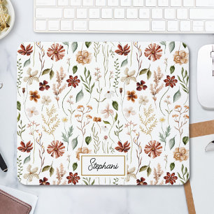 Monogram Waterverf Vintage Wilde Bloem Floral Muismat