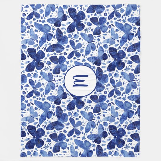 Monogram Waterverf vlinderpatroonpatroon Fleece Deken (Voorkant)
