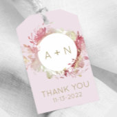 Monogram Waterverf voor Blush roze en gouden Label Cadeaulabel