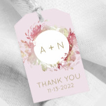 Monogram Waterverf voor Blush roze en gouden Label