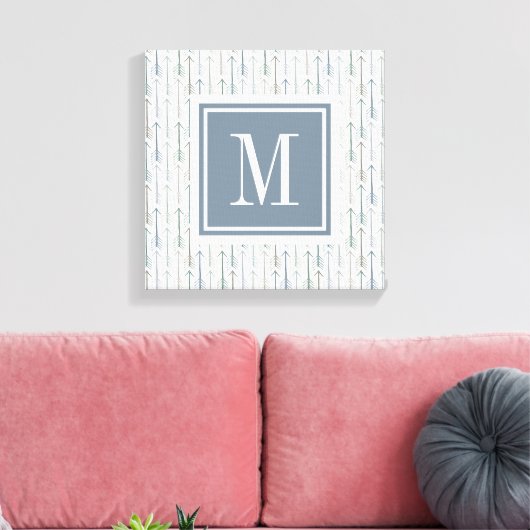 Monogram | Waterverf Wanderlust Arrow Pattern Canvas Afdruk (Insitu (Woonkamer))
