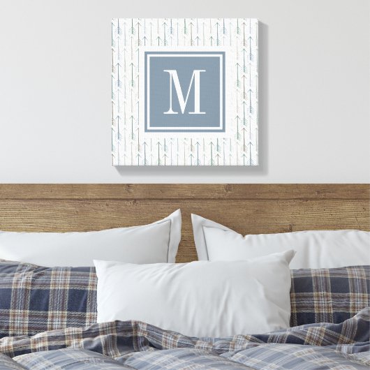 Monogram | Waterverf Wanderlust Arrow Pattern Canvas Afdruk (Insitu (Slaapkamer))