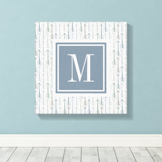Monogram | Waterverf Wanderlust Arrow Pattern Canvas Afdruk (Insitu (Houten vloer))