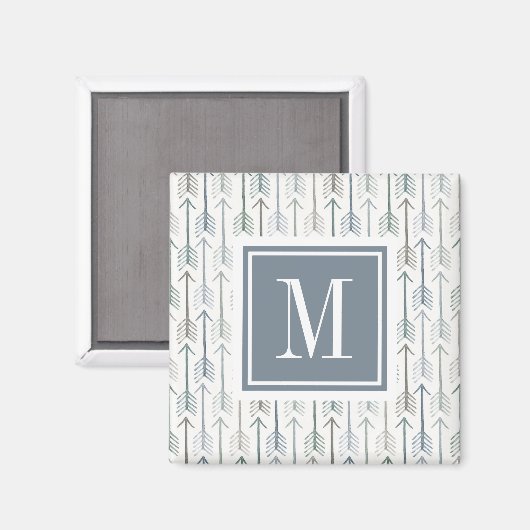 Monogram | Waterverf Wanderlust Arrow Pattern Magneet (Voorkant / Achterkant)