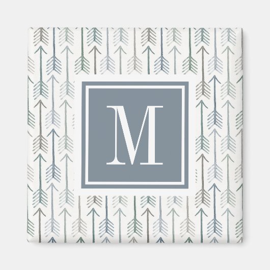 Monogram | Waterverf Wanderlust Arrow Pattern Magneet (Voorkant)