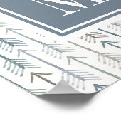 Monogram | Waterverf Wanderlust Arrow Pattern Poster (Hoek)