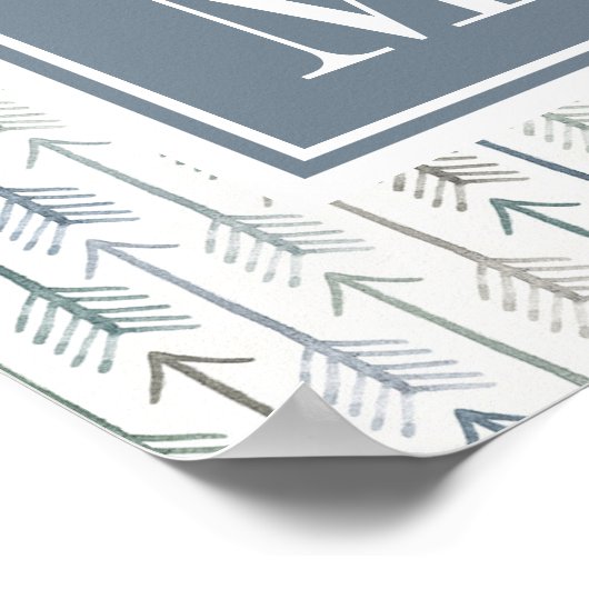 Monogram | Waterverf Wanderlust Arrow Pattern Poster (Hoek)