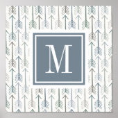 Monogram | Waterverf Wanderlust Arrow Pattern Poster (Voorkant)