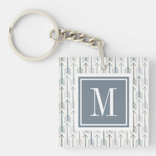 Monogram   Waterverf Wanderlust Arrow Pattern Sleutelhanger