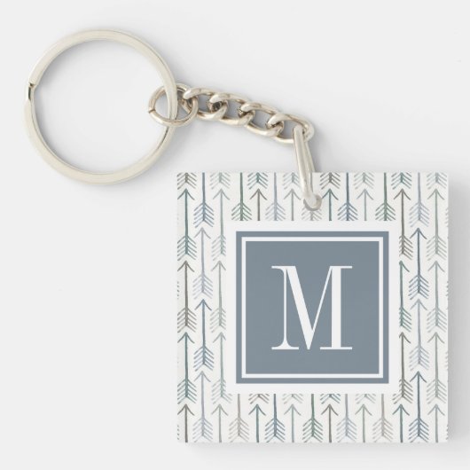 Monogram | Waterverf Wanderlust Arrow Pattern Sleutelhanger (Voorkant)