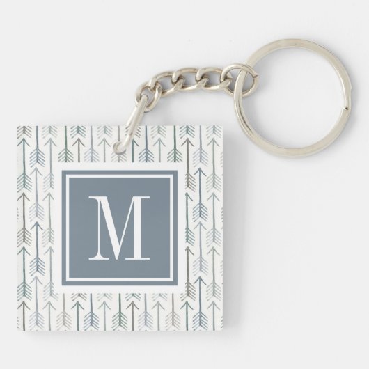 Monogram | Waterverf Wanderlust Arrow Pattern Sleutelhanger (Achterkant)