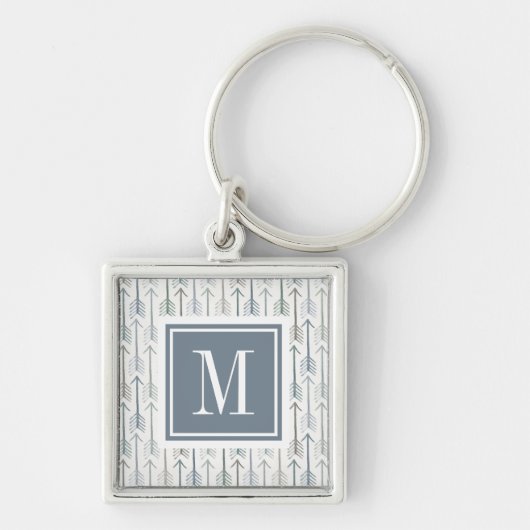 Monogram | Waterverf Wanderlust Arrow Pattern Sleutelhanger (Voorkant)