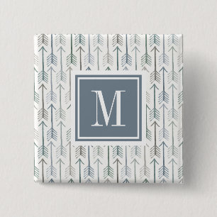Monogram   Waterverf Wanderlust Arrow Pattern Vierkante Button 5,1 Cm