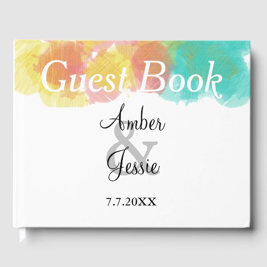 Monogram Waterverf Wedding Gastenboek (Voorkant)