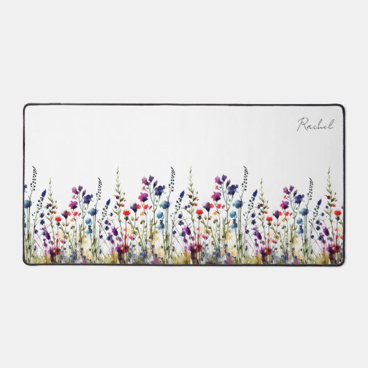 Monogram Waterverf Wildbloemen Bloemen Bureaumat (Voorkant)