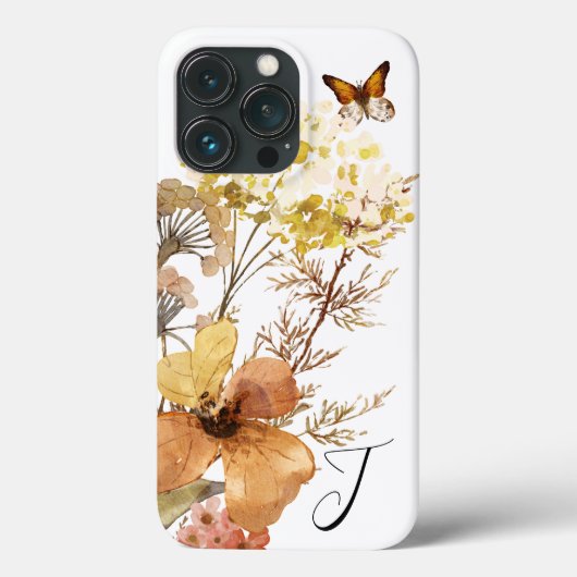 Monogram Waterverf Wildbloemen Boterfly Case-Mate iPhone Case (Achterkant)