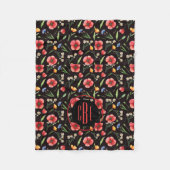 Monogram Waterverf Wildbloemen Poppies Patroon Fleece Deken (Voorkant)