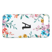 Monogram Waterverf Wildbloemen Telefoonnummer Case-Mate iPhone Case (Achterkant (Horizontaal))