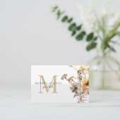 Monogram Waterverf Wildbloemen Visitekaartje (Staand voorkant)