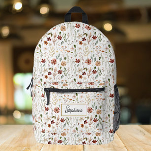Monogram Waterverf Wilde Bloem Florale Botanische Bedrukte Rugzak