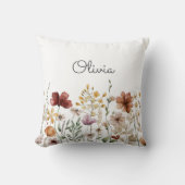 Monogram Waterverf Wilde Bloem Mooie Bloemen Kussen (Voorkant)