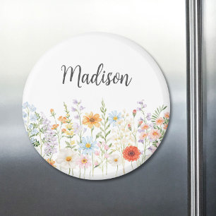 Monogram Waterverf Wilde Bloemen Bloem Botanisch Magneet