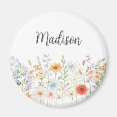 Monogram Waterverf Wilde Bloemen Bloem Botanisch Magneet (Voorkant)