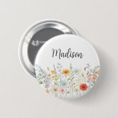 Monogram Waterverf Wilde Bloemen Bloem Botanisch Ronde Button 5,7 Cm (Voorkant /achterkant)