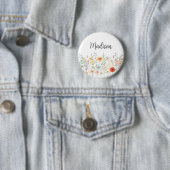 Monogram Waterverf Wilde Bloemen Bloem Botanisch Ronde Button 5,7 Cm (In situ)