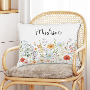 Monogram Waterverf Wilde Bloemen Bloemrijk Botanis Accent Kussen