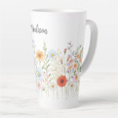 Monogram Waterverf Wilde Bloemen Bloemrijk Botanis Latte Mok (Rechterhoek)