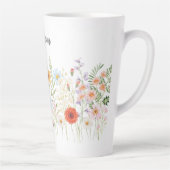 Monogram Waterverf Wilde Bloemen Bloemrijk Botanis Latte Mok (Rechts)