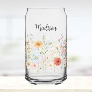 Monogram Waterverf Wilde Bloemen Bloemstuk Botanis Blikvorm Glas