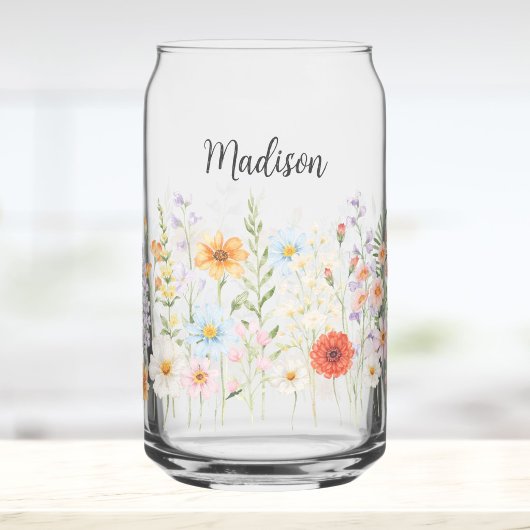 Monogram Waterverf Wilde Bloemen Bloemstuk Botanis Blikvorm Glas