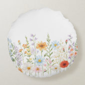 Monogram Waterverf Wilde Bloemen Bloemstuk Botanis Rond Kussen (Achterkant)