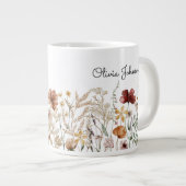 Monogram Waterverf Wildflower  Bloemen Grote Koffiekop (Voorkant rechts)
