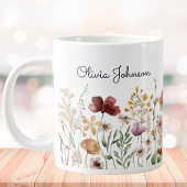 Monogram Waterverf Wildflower  Bloemen Grote Koffiekop